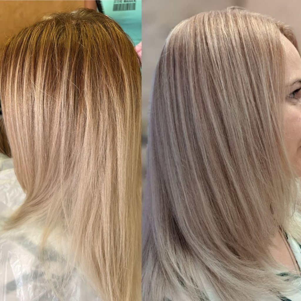 Metamorfoza włosów w Beauty & Hair Studio Academy — porównanie przed i po, realizacja 2