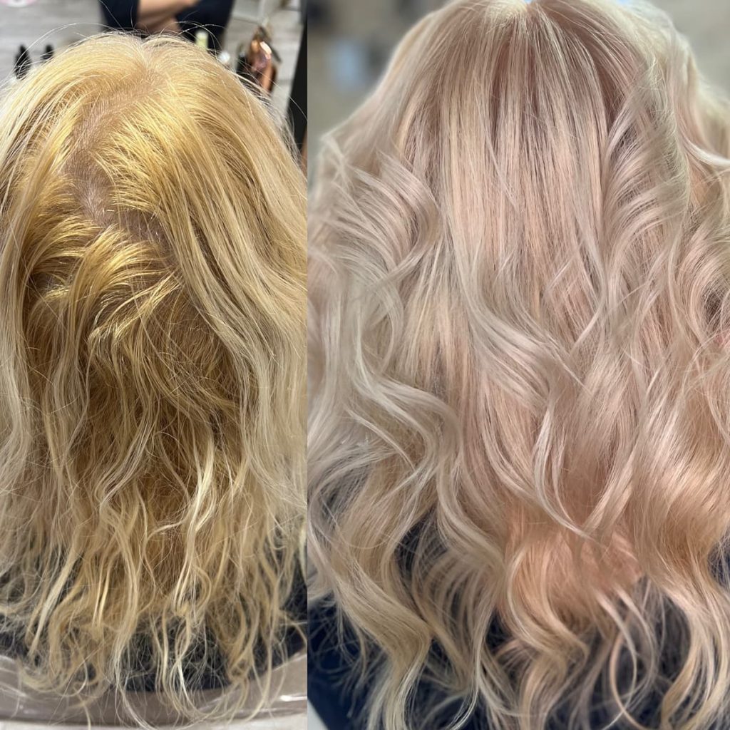 Metamorfoza włosów w Beauty & Hair Studio Academy — porównanie przed i po, realizacja 12