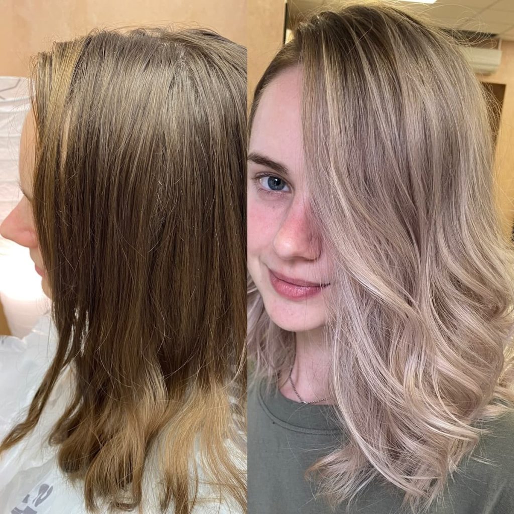 Metamorfoza włosów w Beauty & Hair Studio Academy — porównanie przed i po, realizacja 31