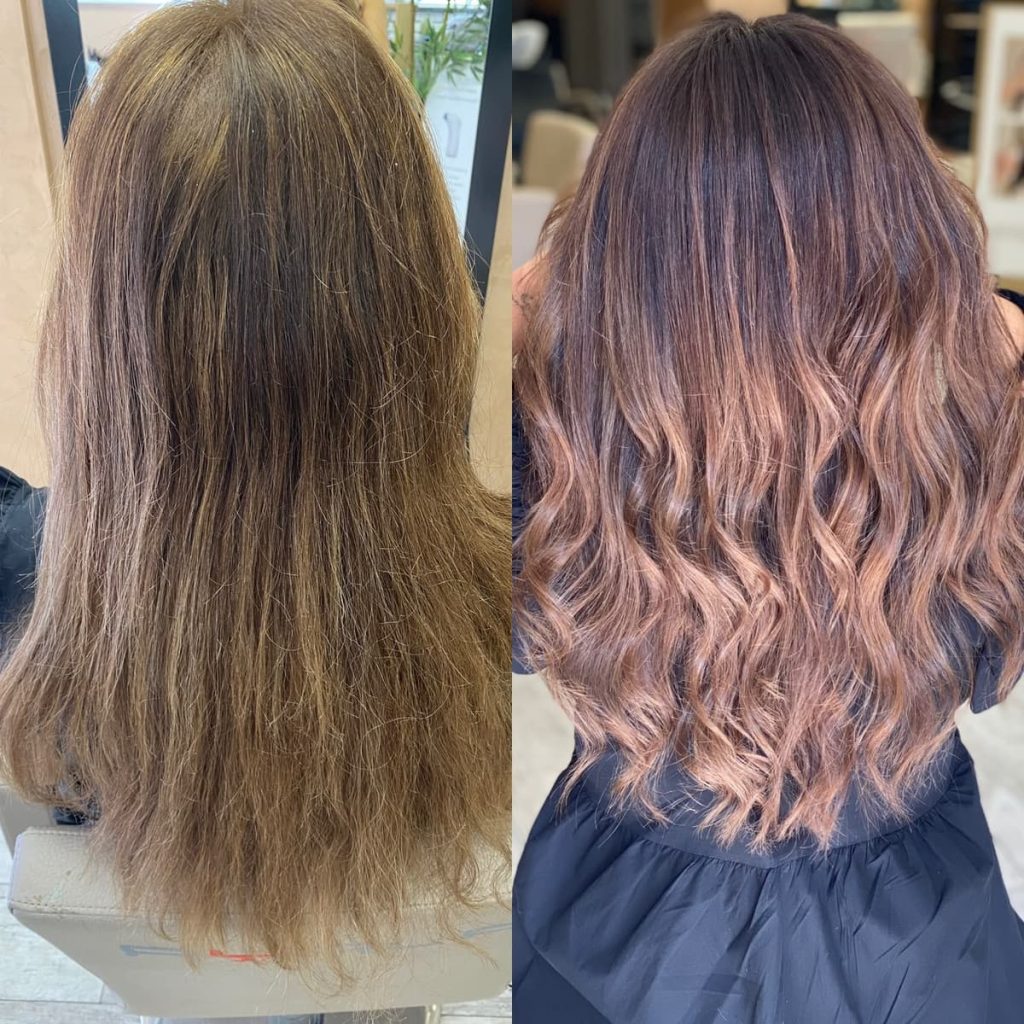 Metamorfoza włosów w Beauty & Hair Studio Academy — porównanie przed i po, realizacja 34