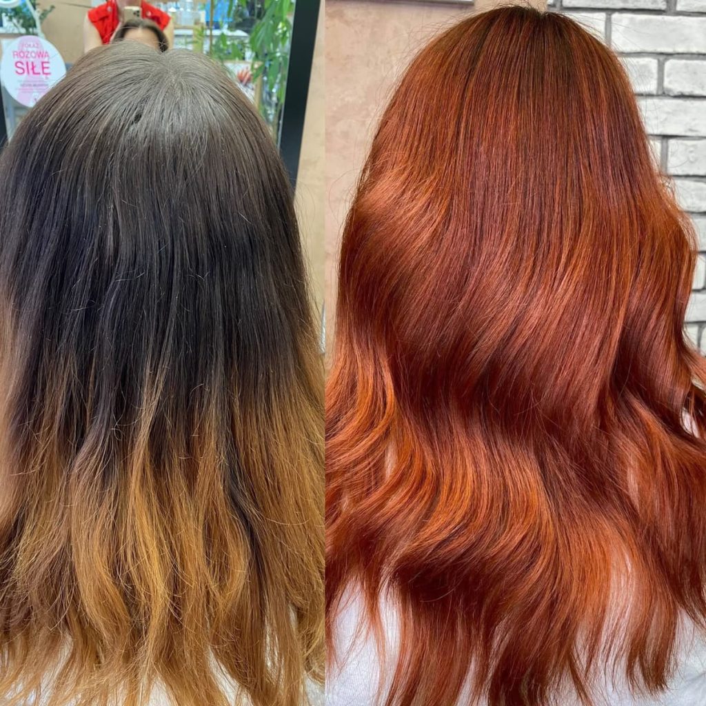 Metamorfoza włosów w Beauty & Hair Studio Academy — porównanie przed i po, realizacja 43
