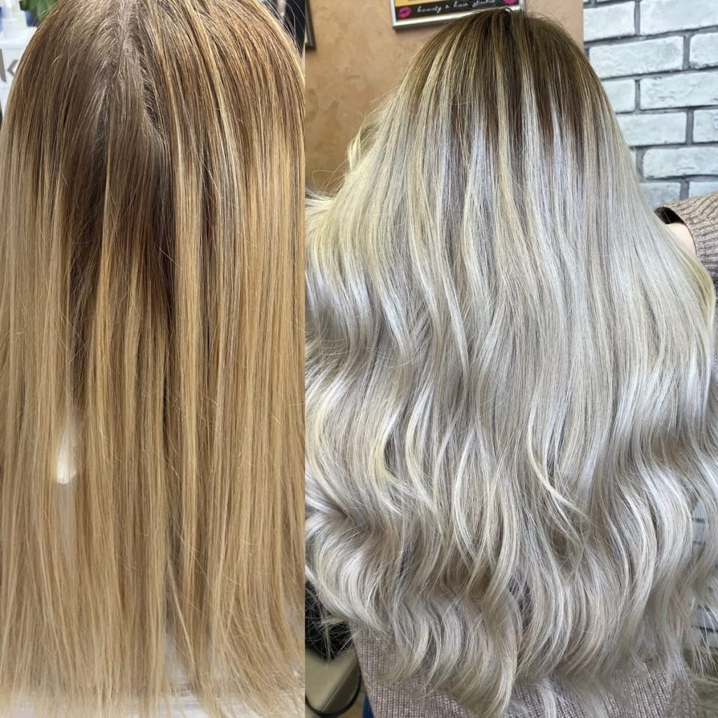 Metamorfoza włosów w Beauty & Hair Studio Academy — porównanie przed i po, realizacja 45