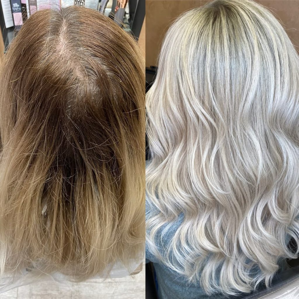 Metamorfoza włosów w Beauty & Hair Studio Academy — porównanie przed i po, realizacja 46