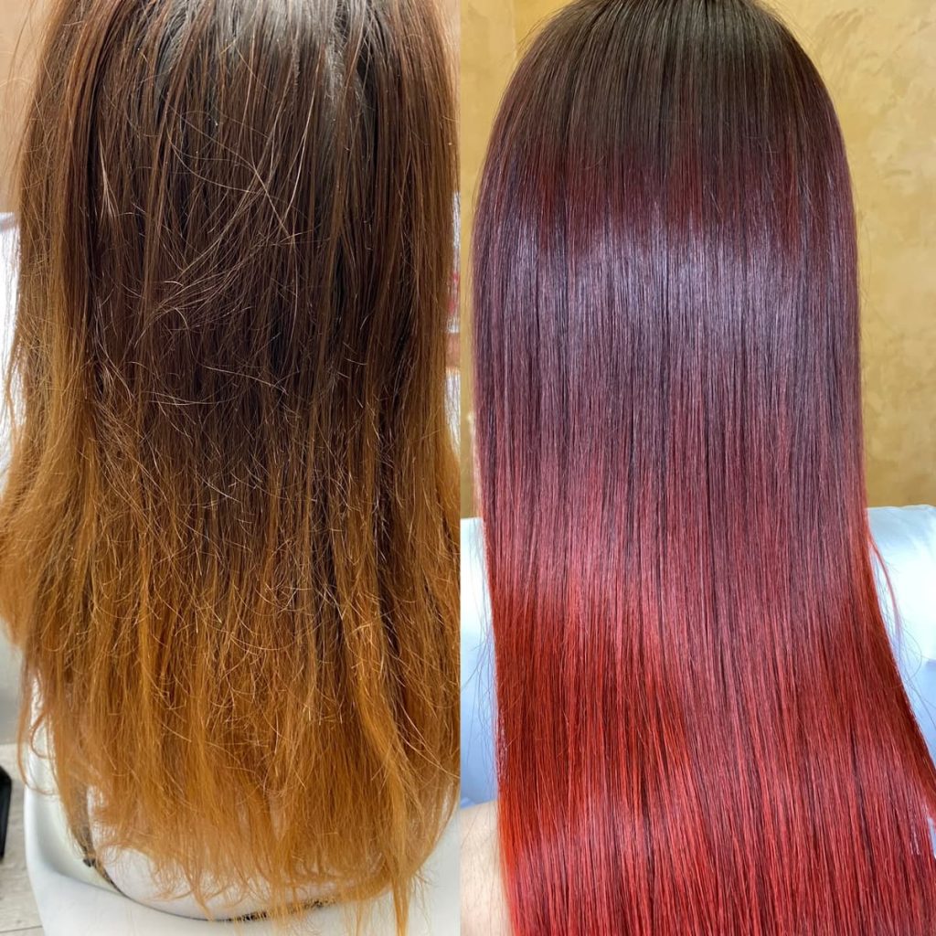 Metamorfoza włosów w Beauty & Hair Studio Academy — porównanie przed i po, realizacja 48