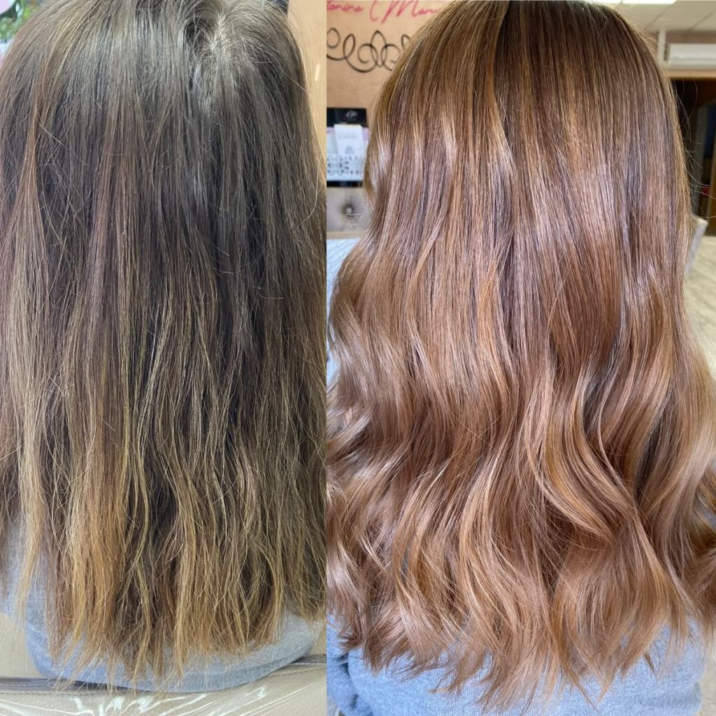 Metamorfoza włosów w Beauty & Hair Studio Academy — porównanie przed i po, realizacja 50