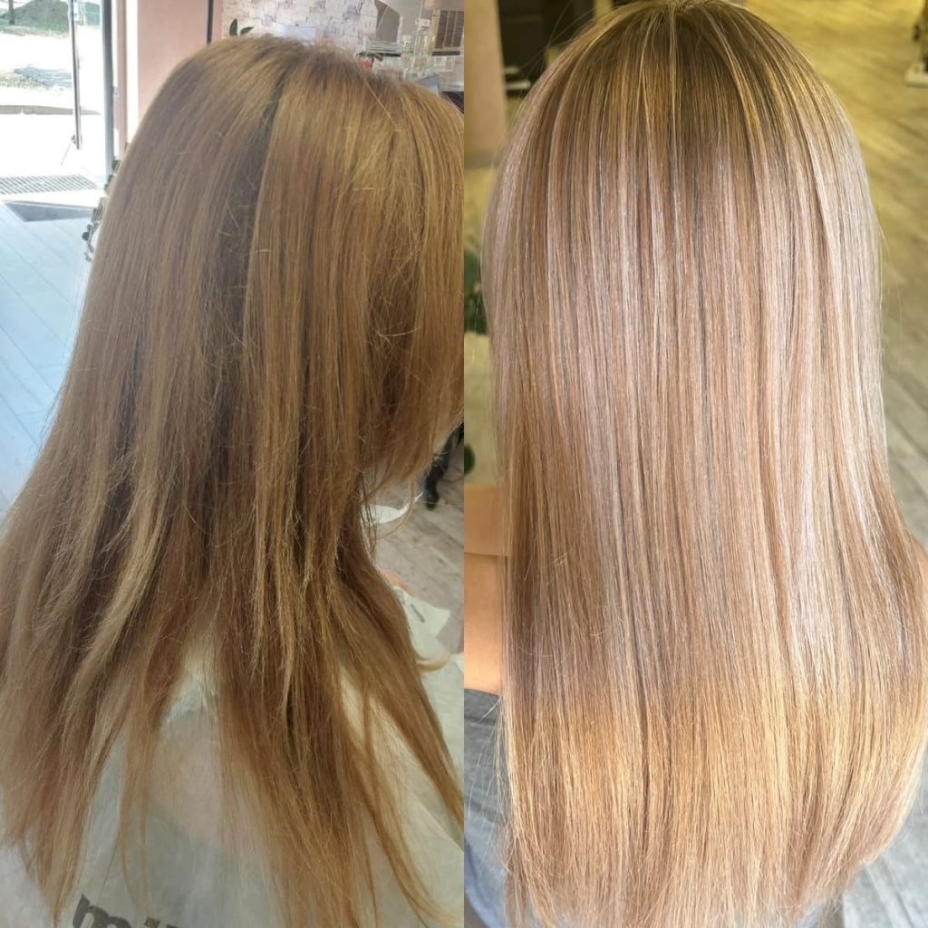 Metamorfoza włosów w Beauty & Hair Studio Academy — porównanie przed i po, realizacja 6