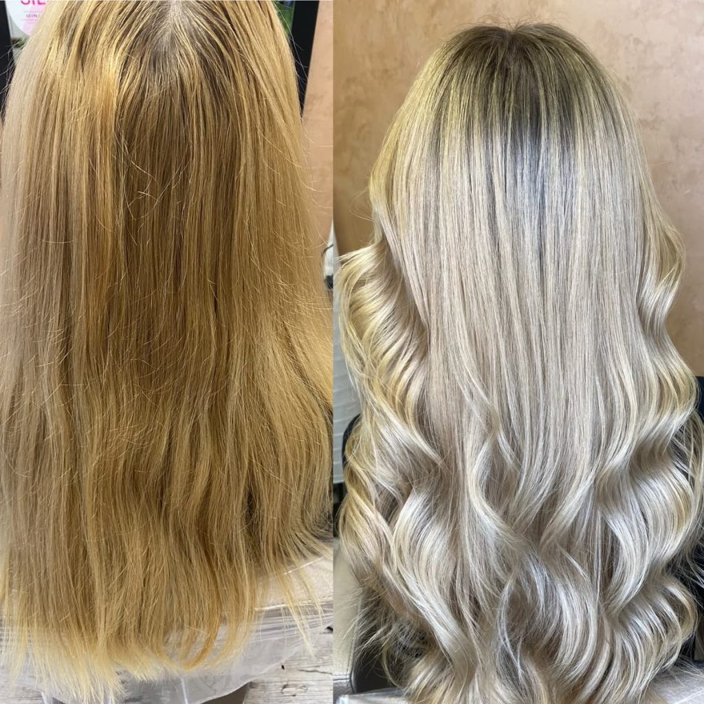 Metamorfoza włosów w Beauty & Hair Studio Academy — porównanie przed i po, realizacja 70