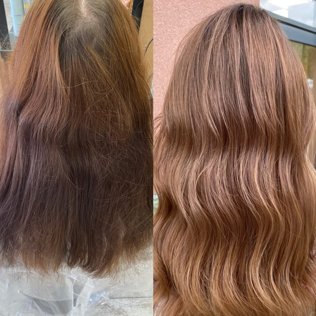 Metamorfoza włosów w Beauty & Hair Studio Academy — porównanie przed i po, realizacja 73
