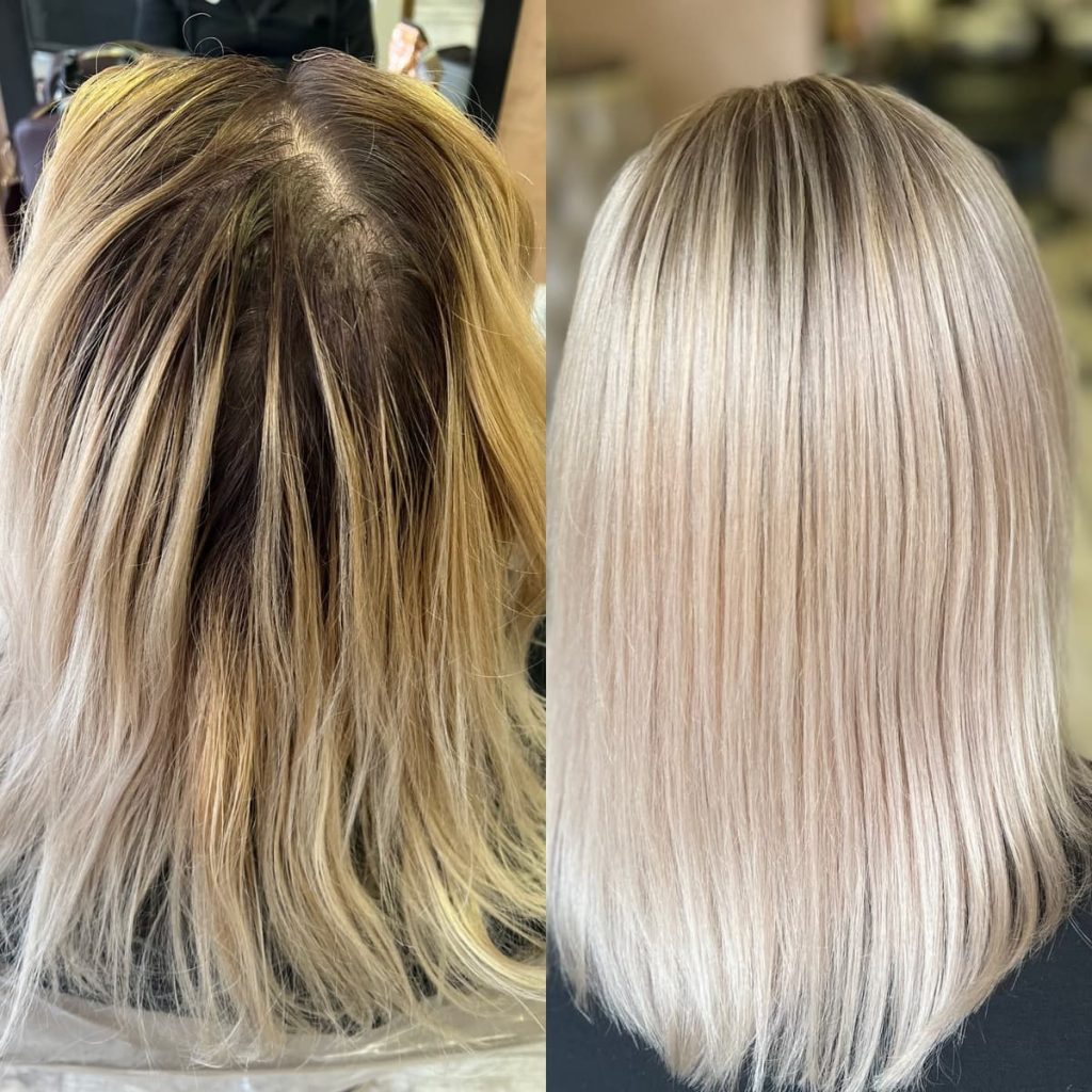 Metamorfoza włosów w Beauty & Hair Studio Academy — porównanie przed i po, realizacja 10